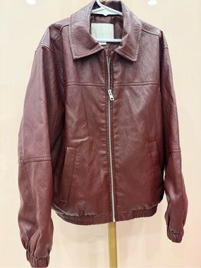 Girls Zara Deep Burgundy Leather Jacket